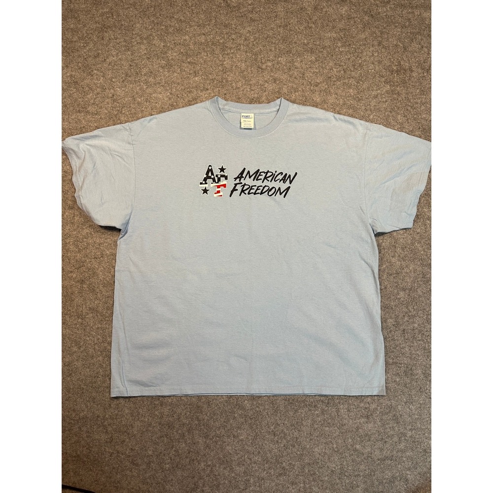 Port & Company Mens American Freedom Graphic T-Shirt Light Blue 2XL PC54